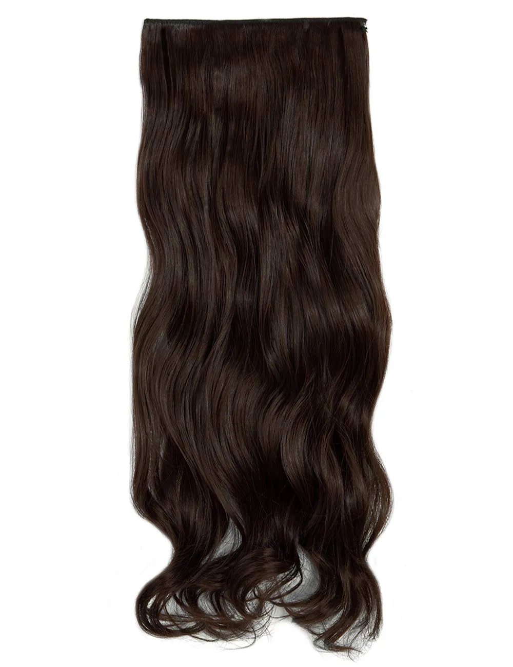 LELINTA 24" Curly Wavy 4 Pieces Set Thick Clip in on Synthetic Hair Extensions Hairpieces for Women Medium Brown