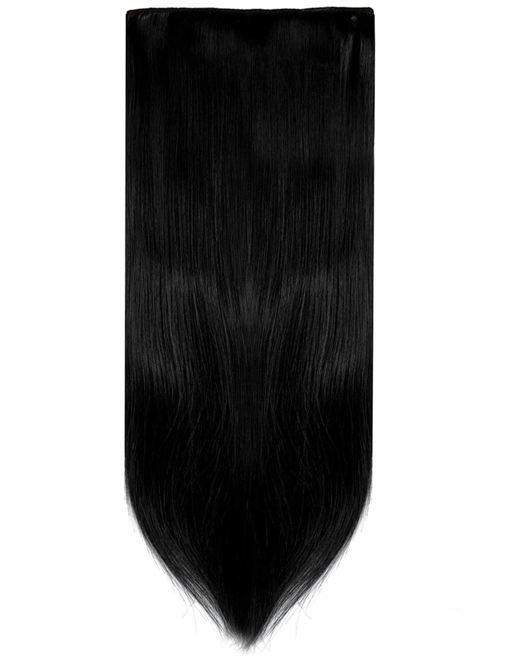 LELINTA 18" Straight Long 4 PCS Set Thick Clip in on Synthetic Hair Extensions Hairpieces for Women Dark Black
