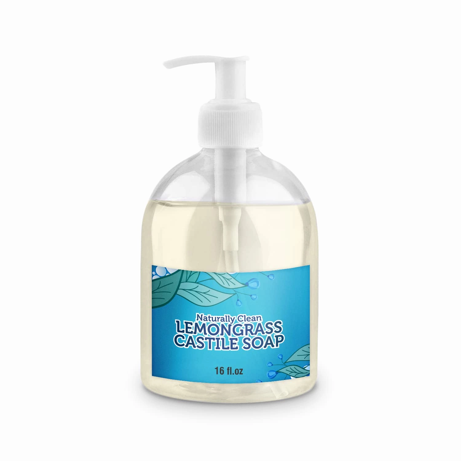Lemongrass Pure Castile Soap Liquid for Face, Hand & Body Wash- Hand Made Soap, Vegan, Non-GMO, Made in USA, Liquid Castile Soap for All Skin Types, Dry & Sensitive Skin 16 oz