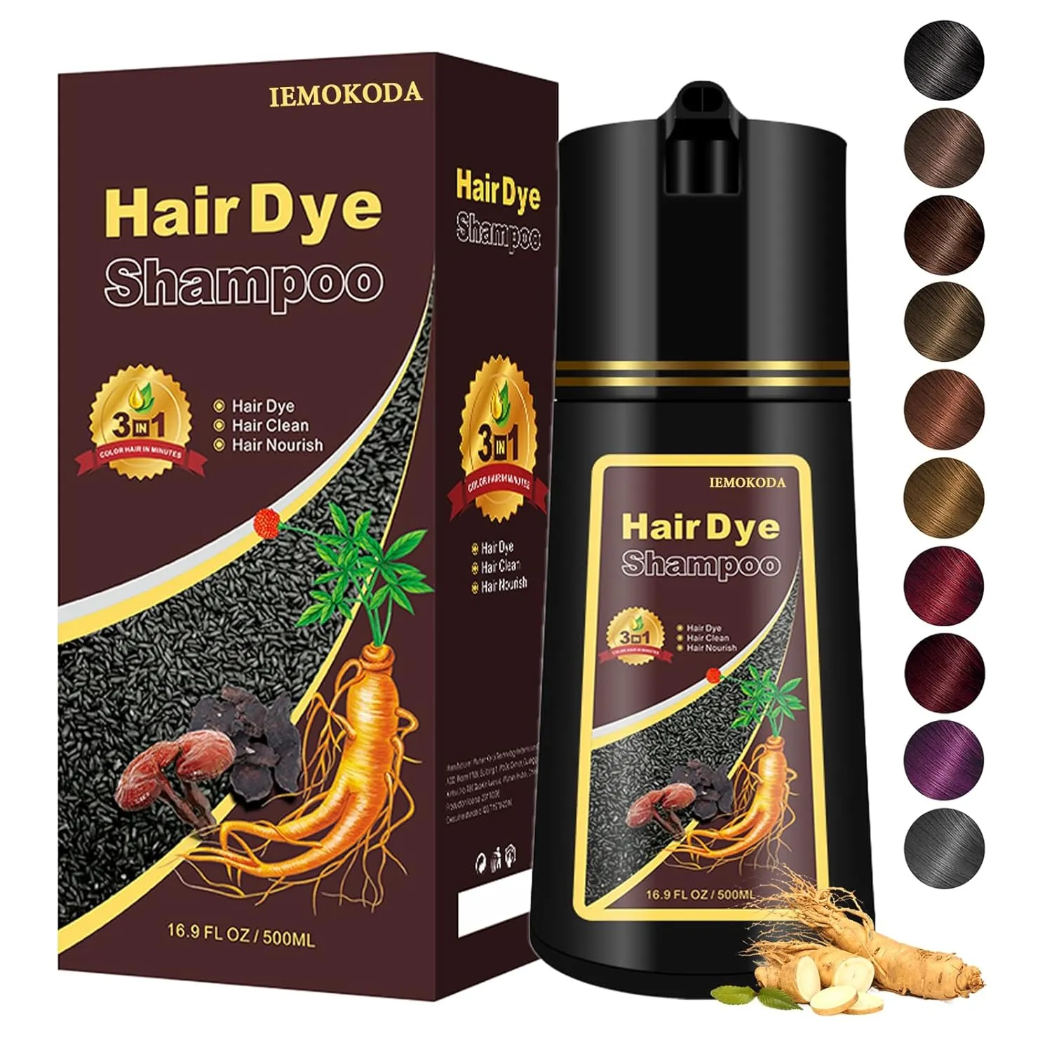 Light Brown Hair Dye, Hair Dye Shampoo for Men and Women, Hair Color Shampoo For Home Use, Shampoo Para Canas, Hair Dye Shampoo 3 in 1, 16.9 Fl Oz (Light Brown)