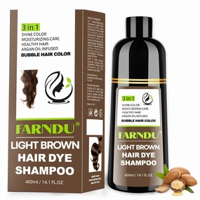 Light Brown Hair Dye Shampoo for Women Men, Gray Hair Coverage within 15 Mins, Argan Oil Natural 3 in 1 Hair Color Shampoo