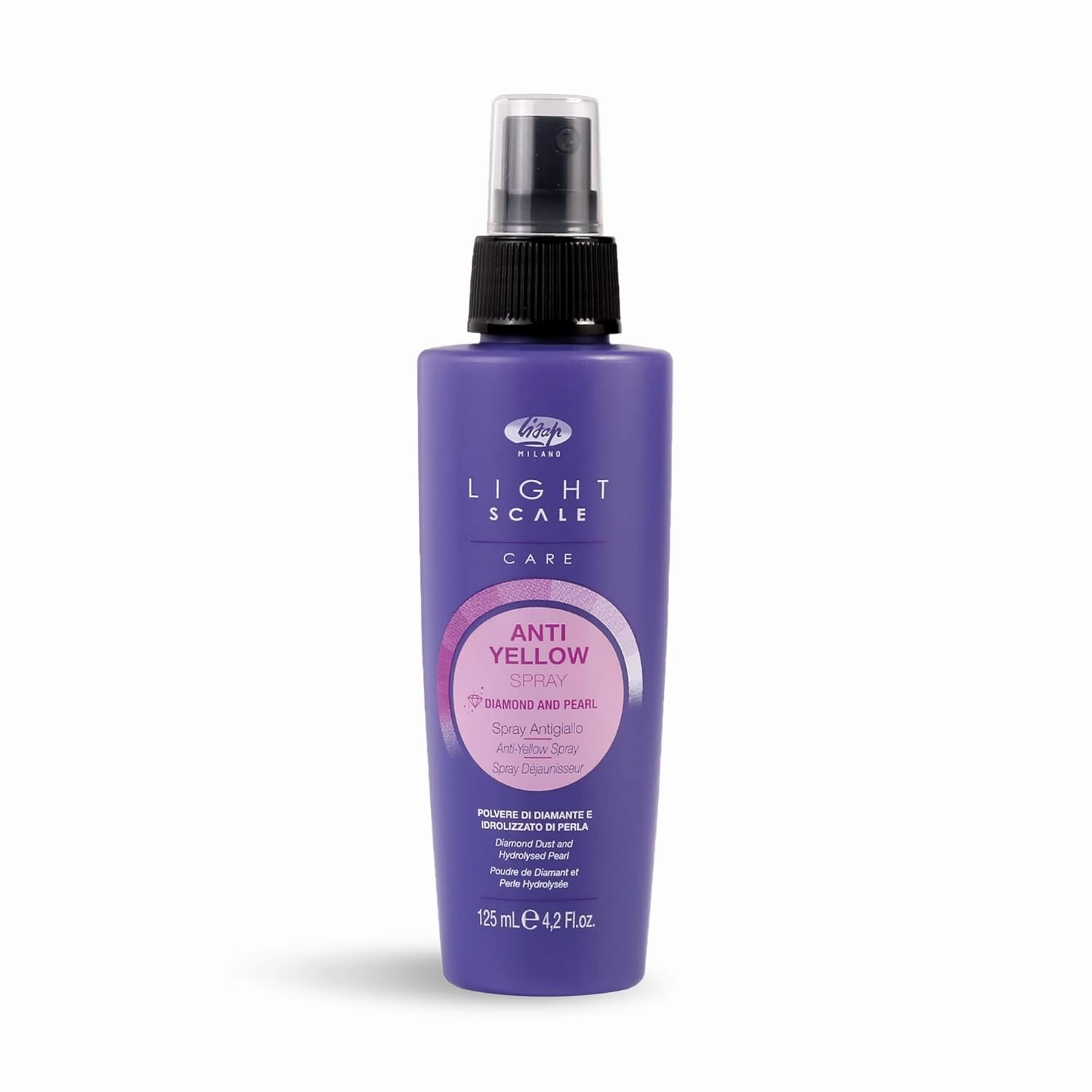 Lisap Hair Spray, Light Scale Hair Care Anti Yellow Spray & Heat Protectant Purple Toner for Blondes, Toning Blonde, White, Silver Hair & Highlights, Nourishing Hydrating for Brassy Tones, 4.23 fl oz
