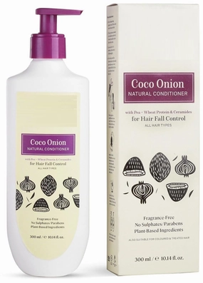 Littlyy Extra's Coco Onion Natural Shampoo for Hair Fall Control & Growth, No Parabens, SLS, Silicone & Sulfate Free, 100% Vegan with Coconut Milk, Onion Oil for Women & Men, 300 ml