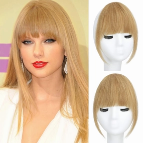 Lommel Clip-in Bangs 100% Real Human Hair Pieces - French Blonde Faux Bangs Clip for Daily Wear