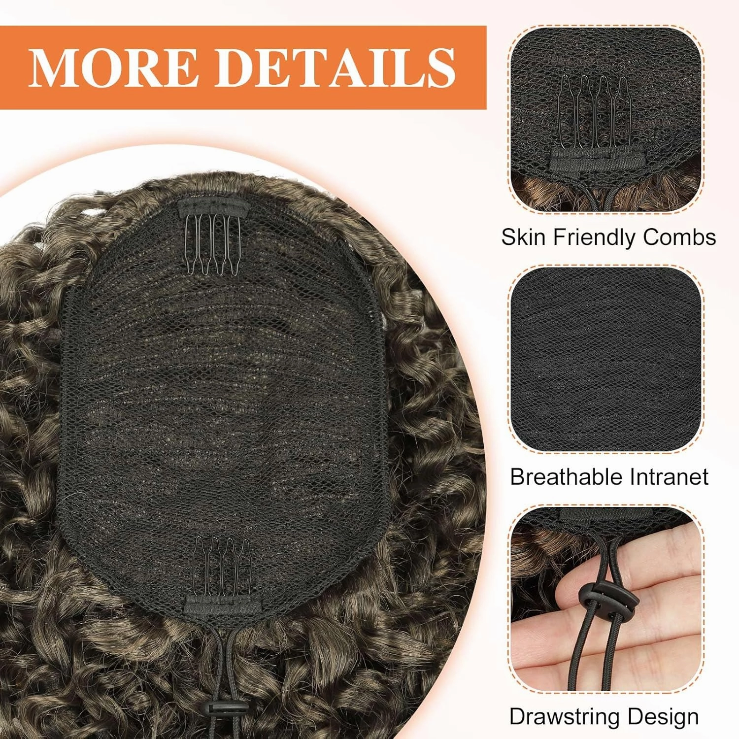 Lommel Drawstring Ponytail for Black Women,10 Inch Ponytail Extension for Black Women Curly PonyTails for Girls Afro Kinky Curly Hair Pieces for Daily Use(Mix Ombre Light Brown)