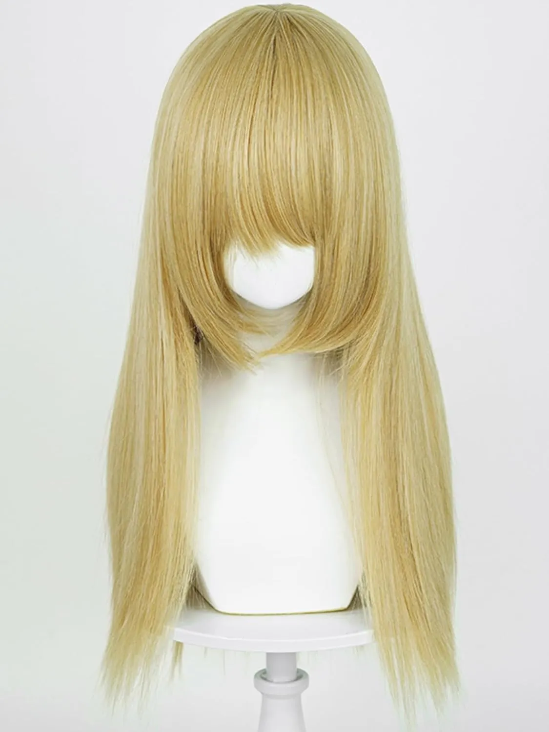 Long Blonde Anime Cosplay Wig with Bangs 19.7'' A-O-T Wigs Light Golden Queen Wig for Women Halloween Party Daily