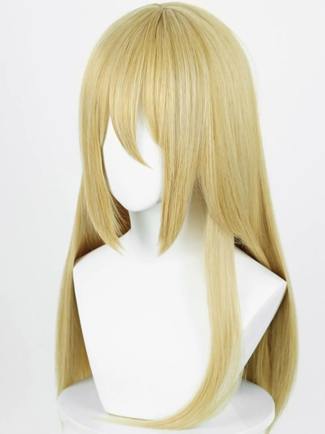 Long Blonde Anime Cosplay Wig with Bangs 19.7'' A-O-T Wigs Light Golden Queen Wig for Women Halloween Party Daily