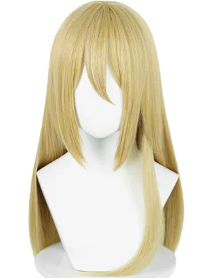 Long Blonde Anime Cosplay Wig with Bangs 19.7'' A-O-T Wigs Light Golden Queen Wig for Women Halloween Party Daily