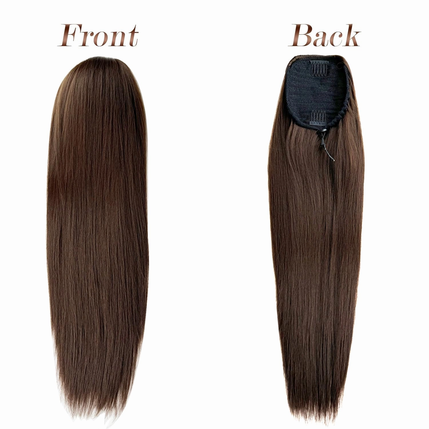 Long Straight Drawstring Ponytail Extension Long Straight Hair Extensions Ponytails Clip Pony tail Extensions 26inch Synthetic Drawstring Ponytail Straight for Women Girls (6/8)