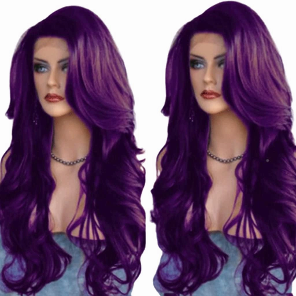 Long Wigs Middle Part Curly Wavy Wigs Fashion Colorful Wigs Loose Natural Synthetic Heat Resistant Fiber Wigs For Neon Party Use Adjustable(Brown)