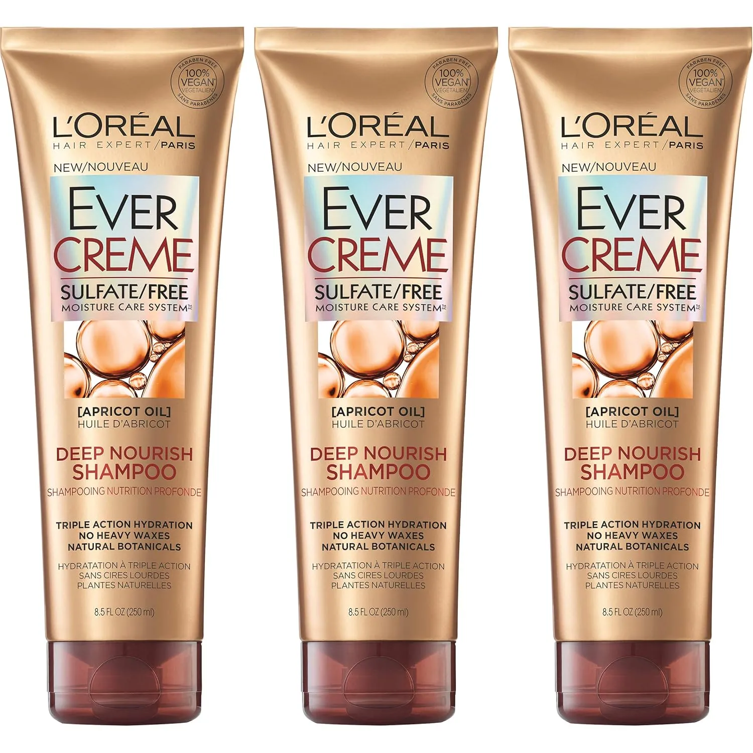 L’Oréal Paris Hair Care Evercreme Sulfate Free Deep Nourish Shampoo, 3 Count