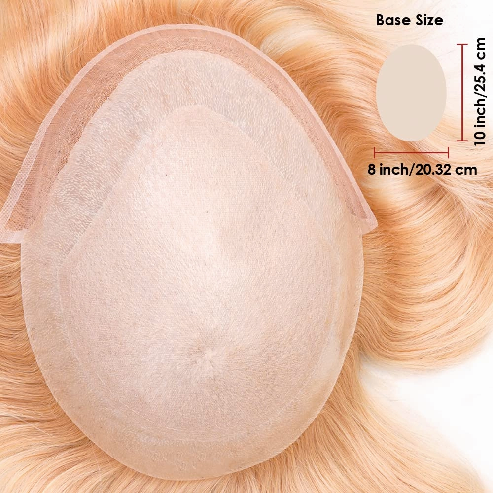 Lordhair French Lace Front Hair Toupee for Men 0.1mm Injected Thin PU Skin Base Attached with Diamond Lace Hair Pieces Systems 8x10 Inches, Light Blond Color 22