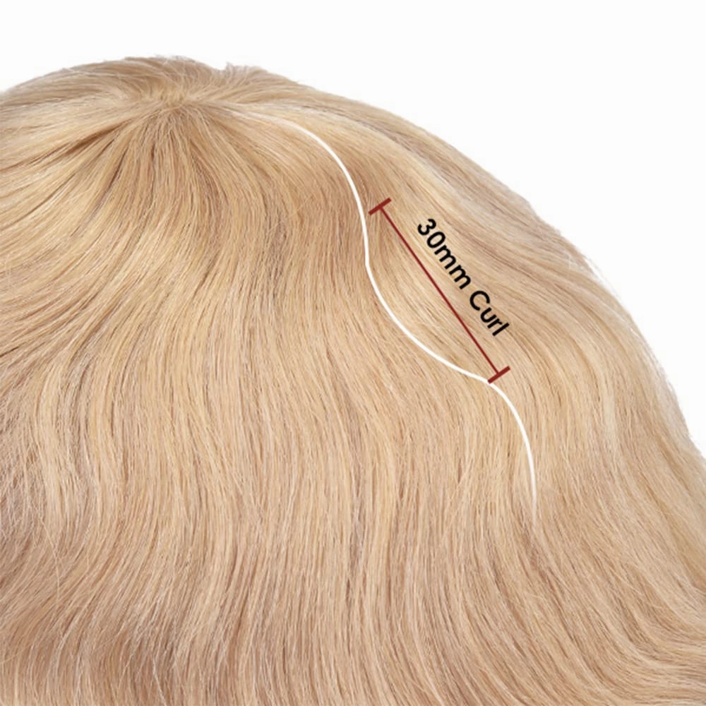 Lordhair French Lace Front Hair Toupee for Men 0.1mm Injected Thin PU Skin Base Attached with Diamond Lace Hair Pieces Systems 8x10 Inches, Light Blond Color 22