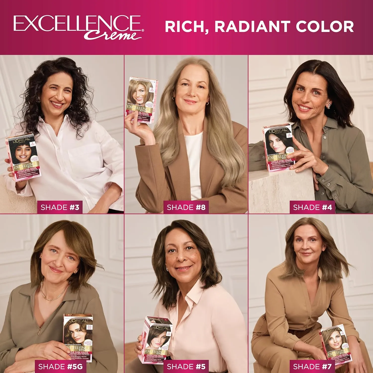 L'Oreal Paris Excellence Creme Permanent Hair Color, 4 Dark Brown, 100 percent Gray Coverage Hair Dye, Pack of 2