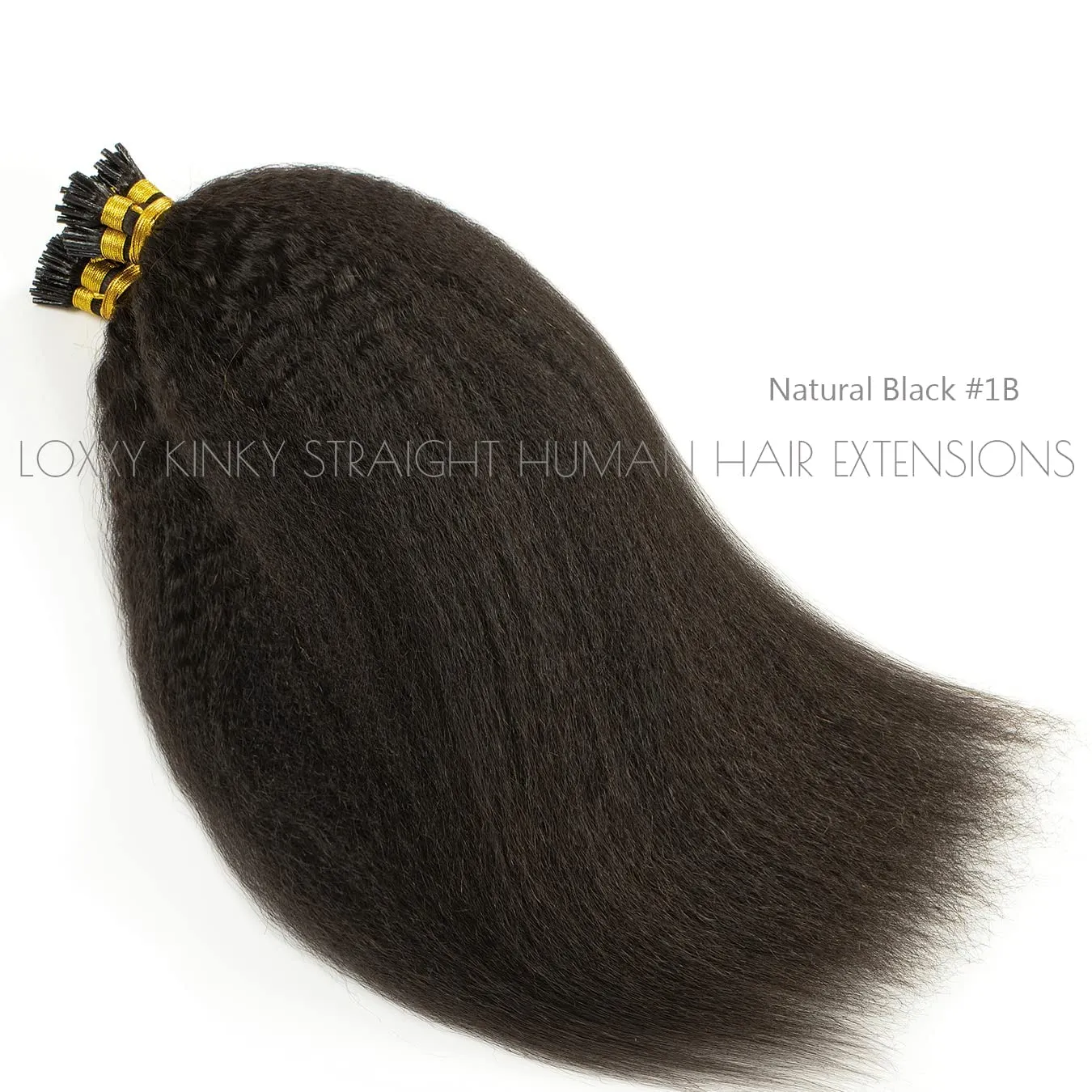 Loxxy I Tip Kinky Straight Human Hair Extensions for Natural Hair 14 inch Black Hair Extensions Itips Human Hair Brazilian Virgin Pre Bonded Kinky Keratin Stick 50strands 40grams Per Pack
