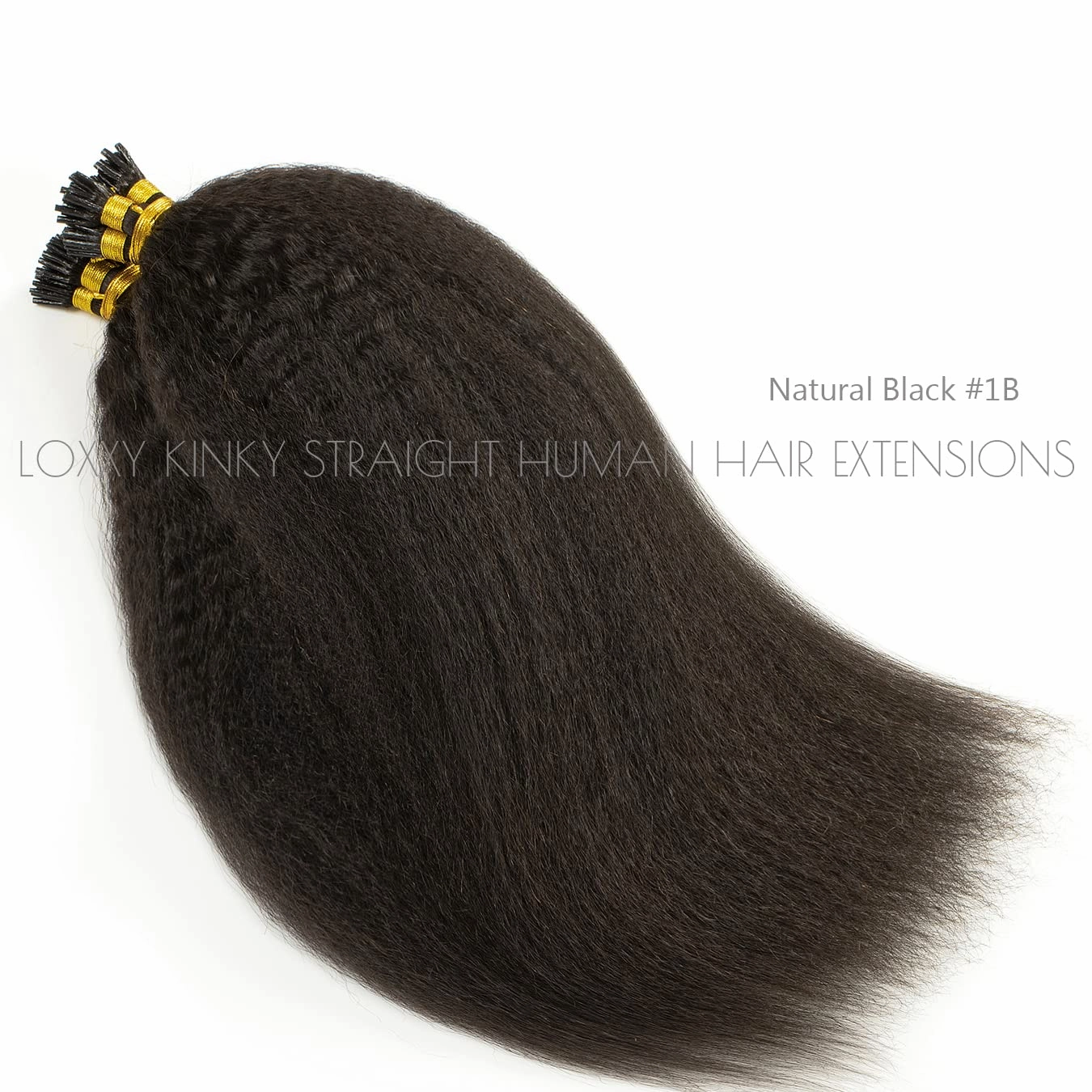 Loxxy Hair Extensions Real Human Hair I Tips Kinky Straight Cold Fusion Itip Human Hair Extensions for Black Women Natural Black I-Tip Extensions For Thin Hair 50grams 50strands 16 Inch