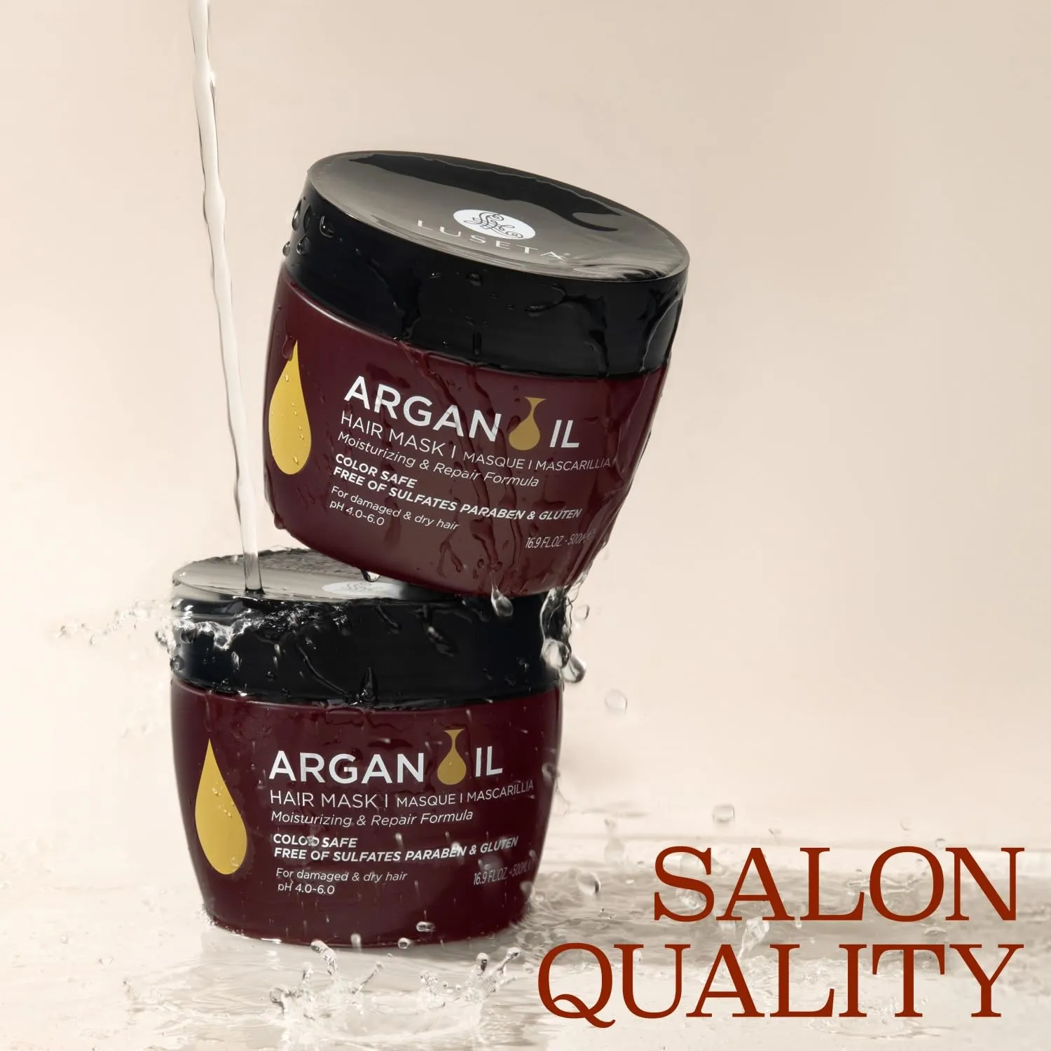 Luseta Argan Oil Hair Mask for Damaged Hair Deep Conditioning Thickening for Thin Hair Hydrate for Dry Hair 16.9 oz