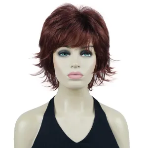 Lydell Short Layered Shaggy Wavy Full Synthetic Wigs (131 Burgundy Red)