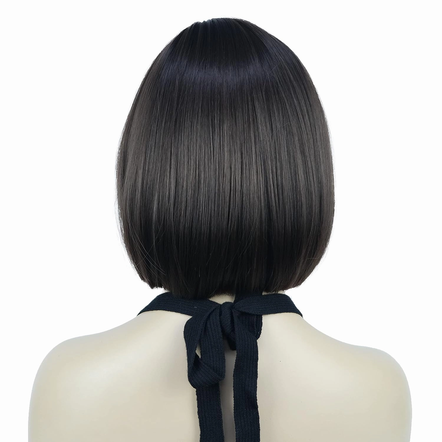 Lydell 8" Straight Short Wigs Bob Hair with Bangs Cute Central Dot Top Heat Resistant Synthetic Wigs (Chestnut Brown)