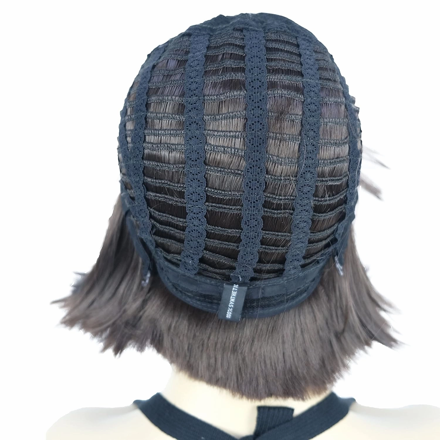 Lydell 8" Straight Short Wigs Bob Hair with Bangs Cute Central Dot Top Heat Resistant Synthetic Wigs (Chestnut Brown)