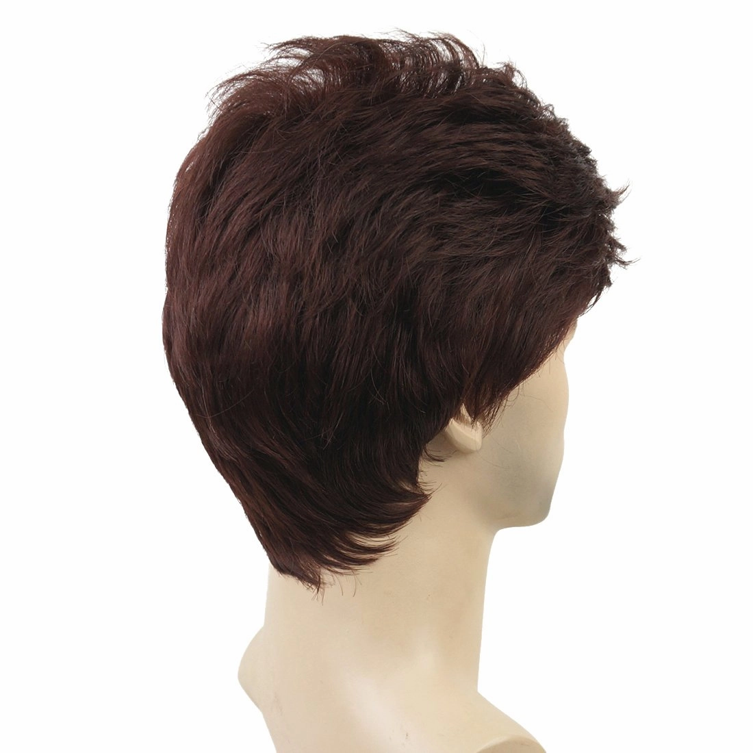 Lydell Men Wig Natural Short Straight Hair Synthetic Full Wigs (33 Dark Auburn)