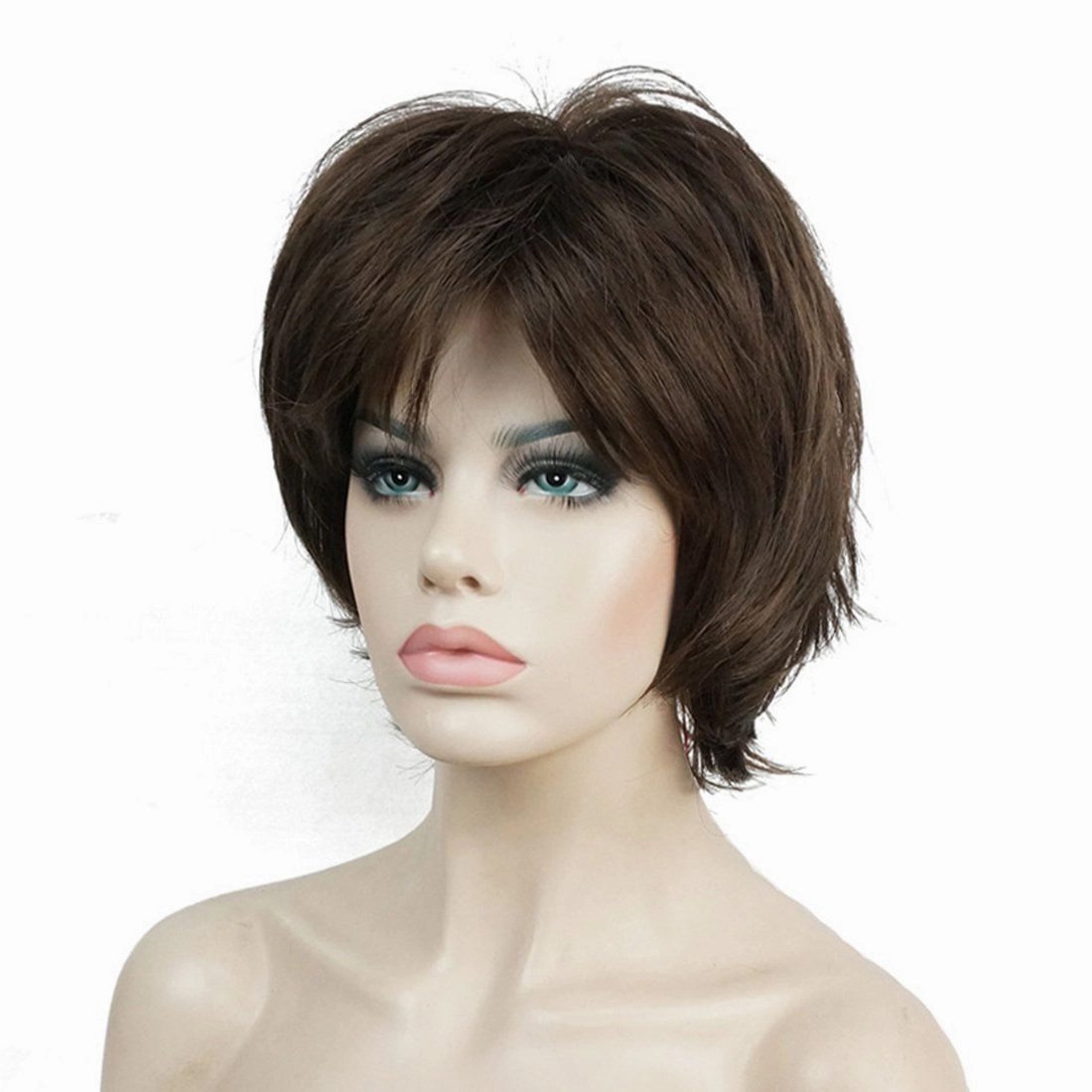 Lydell Short Layered Shaggy Wavy Full Synthetic Wigs (Light Chestnut Brown)