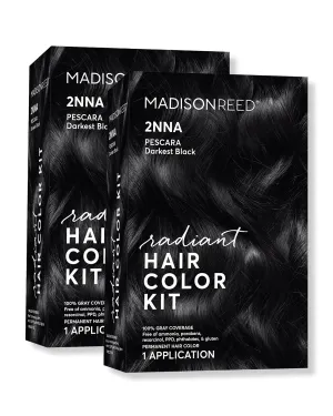 Madison Reed Radiant Hair Color Kit, Blackest Black for 100% Gray Coverage, Ammonia-Free, 2NNA Pescara Black, Permanent Hair Dye, Pack of 2