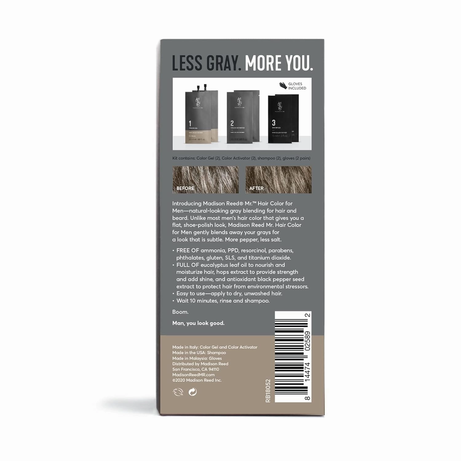 Madison Reed Mr. Hair Color for Men, Dark Blonde Demi-Permanent Hair Dye, Reduces Grays in 15 Minutes For Hair & Beard, Nourishing & Strengthening, Keratin & Argan Oil, 2 Applications