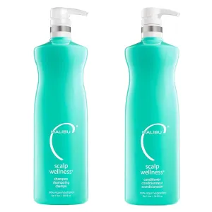 Malibu C Scalp Wellness Shampoo and Conditioner Set - Nourishing and Restorative Scalp Care for All Hair Types - Gentle Enough for Daily Use - Formulated with Plant Proteins and Vitamin C (33.8 oz)