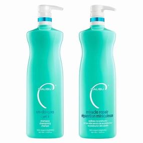 Malibu C Un-Do-Goo Shampoo & Replenish Hair Masque Duo - Clarifying Shampoo & Deep Conditioning Hair Mask to Eliminate Product Build Up - Shine Restoring, Moisturizing Hair Care (33.8 oz)