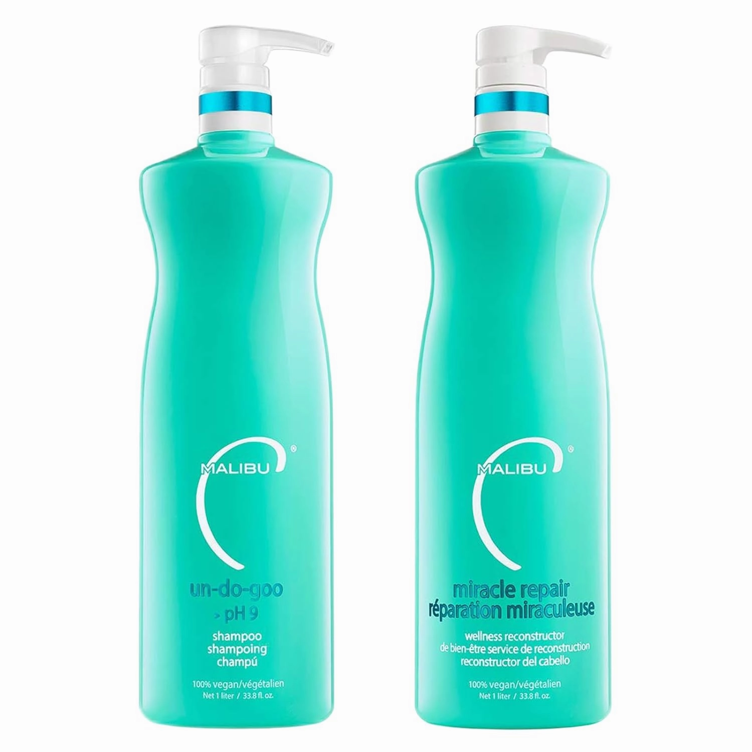Malibu C Un-Do-Goo Shampoo & Replenish Hair Masque Duo - Clarifying Shampoo & Deep Conditioning Hair Mask to Eliminate Product Build Up - Shine Restoring, Moisturizing Hair Care (33.8 oz)