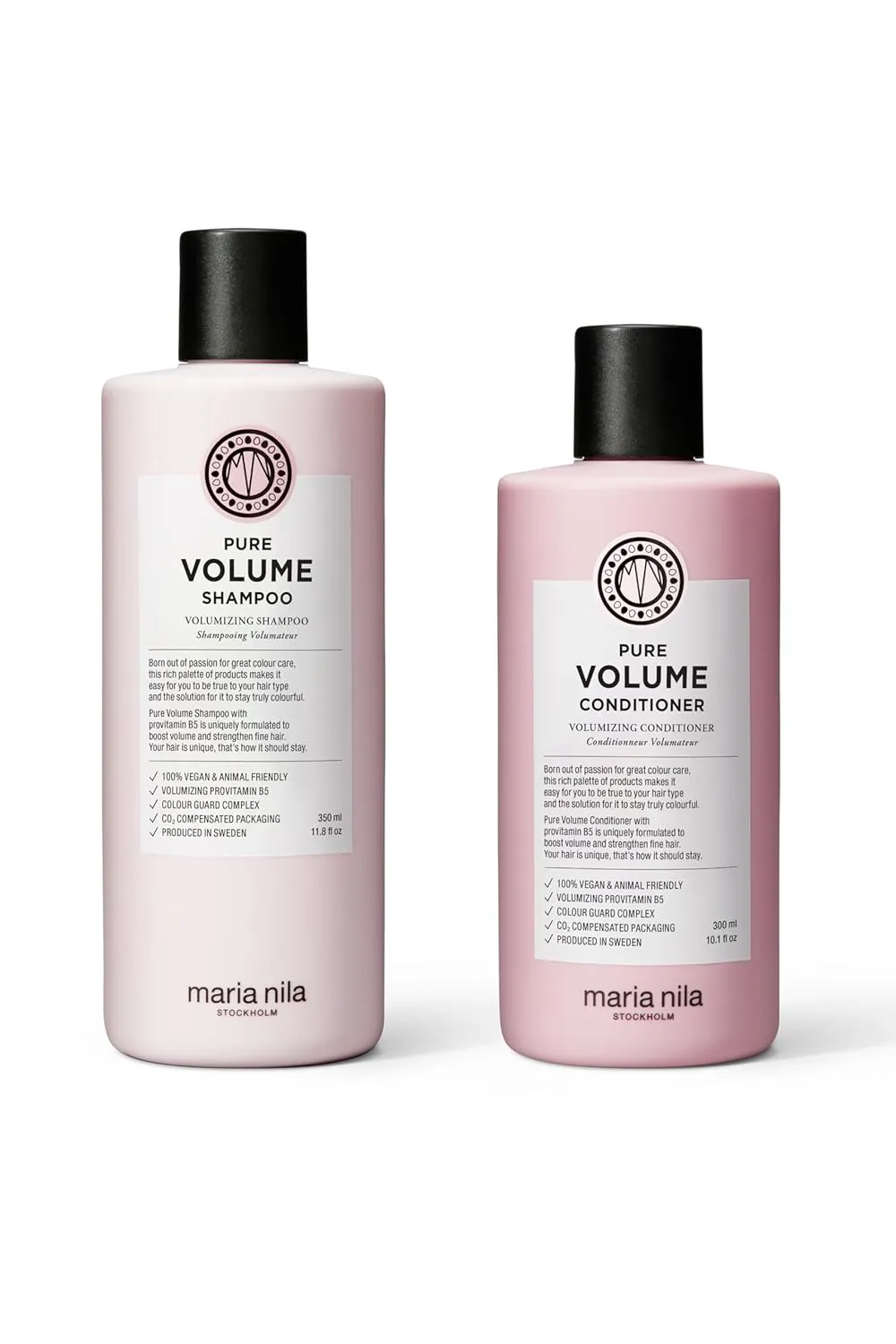Maria Nila Pure Volume, Shampoo & Conditioner, Vitamin B5 Gives Volume to Thin & Fine Hair, 100% Vegan & Sulfate/Paraben free
