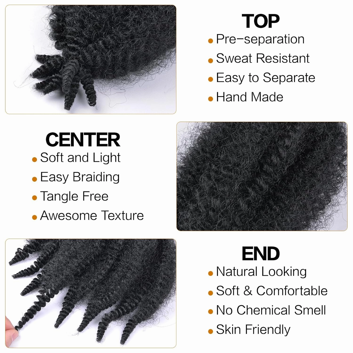 Marley Twist Braiding Hair 8 Inch, Springy Afro Twist Hair Natural Black Mini Twist Hair Spring Twist Hair 8 Packs Soft Locs Kinky Twist Hair Extensions for Black Women (8 Inch,8Pack,1B)