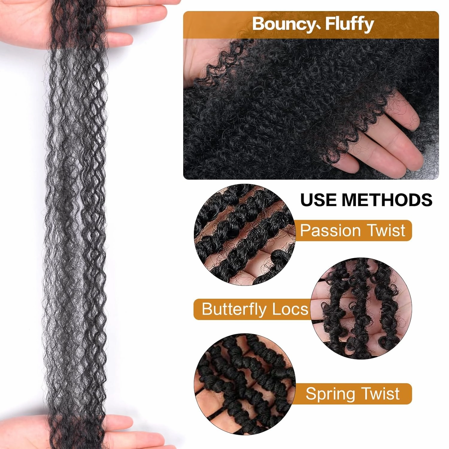 Marley Twist Braiding Hair 8 Inch, Springy Afro Twist Hair Natural Black Mini Twist Hair Spring Twist Hair 8 Packs Soft Locs Kinky Twist Hair Extensions for Black Women (8 Inch,8Pack,1B)