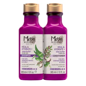Maui Moisture Heal & Hydrate   Shea Butter Shampoo   Conditioner to Repair & Deeply Moisturize Tight Curly Hair with Coconut & Macademia Oils, Vegan, Silicone, Paraben & Sulfate-Free, 13 Fl Oz (Pack of 2)