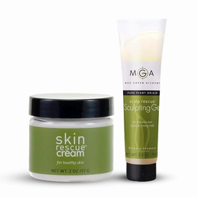 Max Green Alchemy Sun Rescue Cream & Vegan Sculpting Gel: Organic, Strong Hold for Extreme Styles, Safe for Colored & Curly Hair