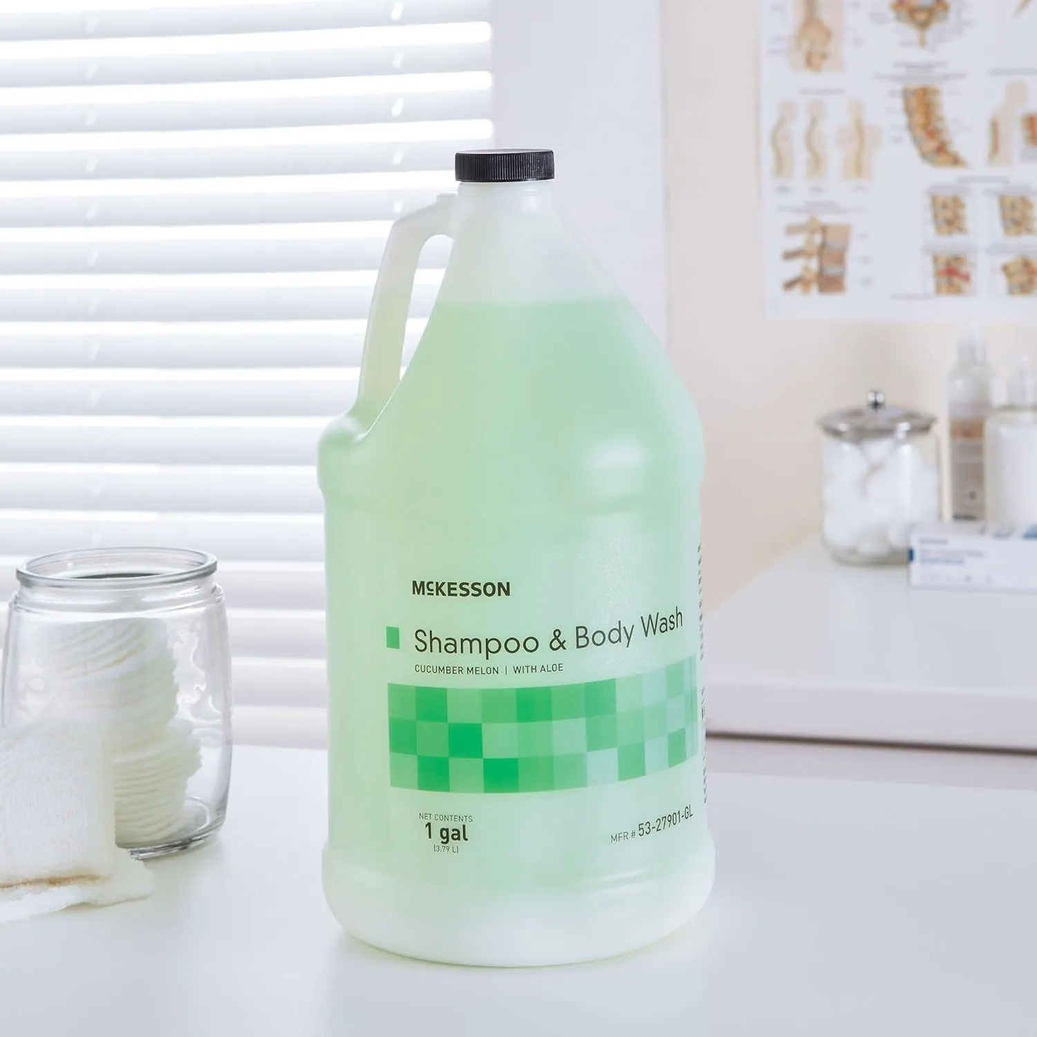 McKesson Body Wash and Shampoo with Aloe, 1 Gallon [4 Count] Bulk, Cucumber Melon
