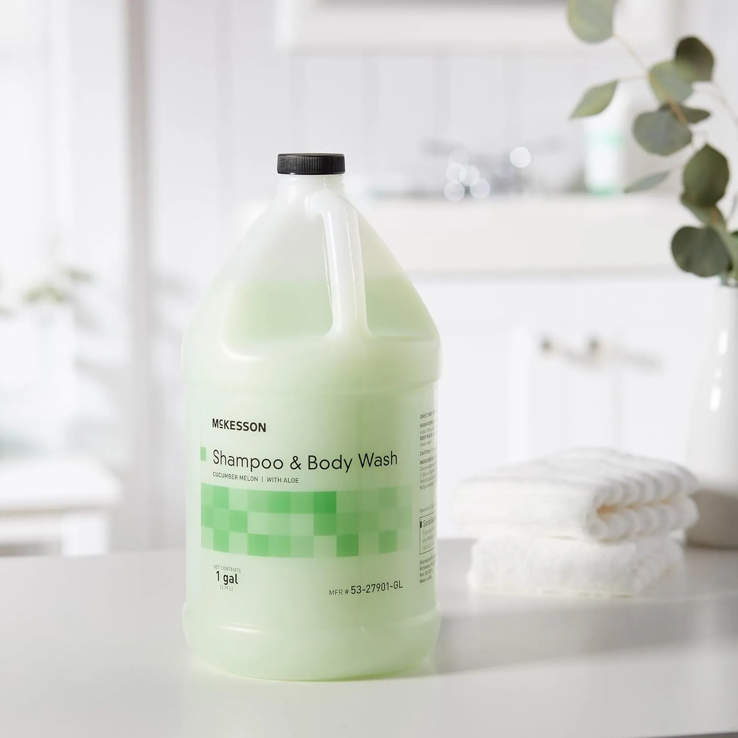 McKesson Body Wash and Shampoo with Aloe, 1 Gallon [4 Count] Bulk, Cucumber Melon
