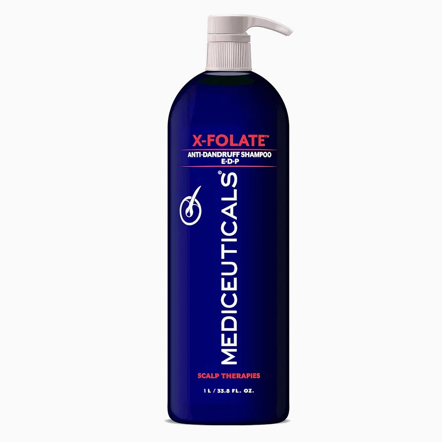 Mediceuticals X-Folate Shampoo Anti Dandruff Shampoo for Women and Men – Persistent Dandruff Control – For Scaly, Flaky Scalp and Scalp Buildup - Reduces Itching - Large 33.8 oz (1 Liter)