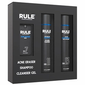 Men's Face & Hair Kit, No.7 Body Acne Spray, No.11 Anti Hair Loss Shampoo & No.13 Gel Cleanser, Hair Care and Skin Care Set