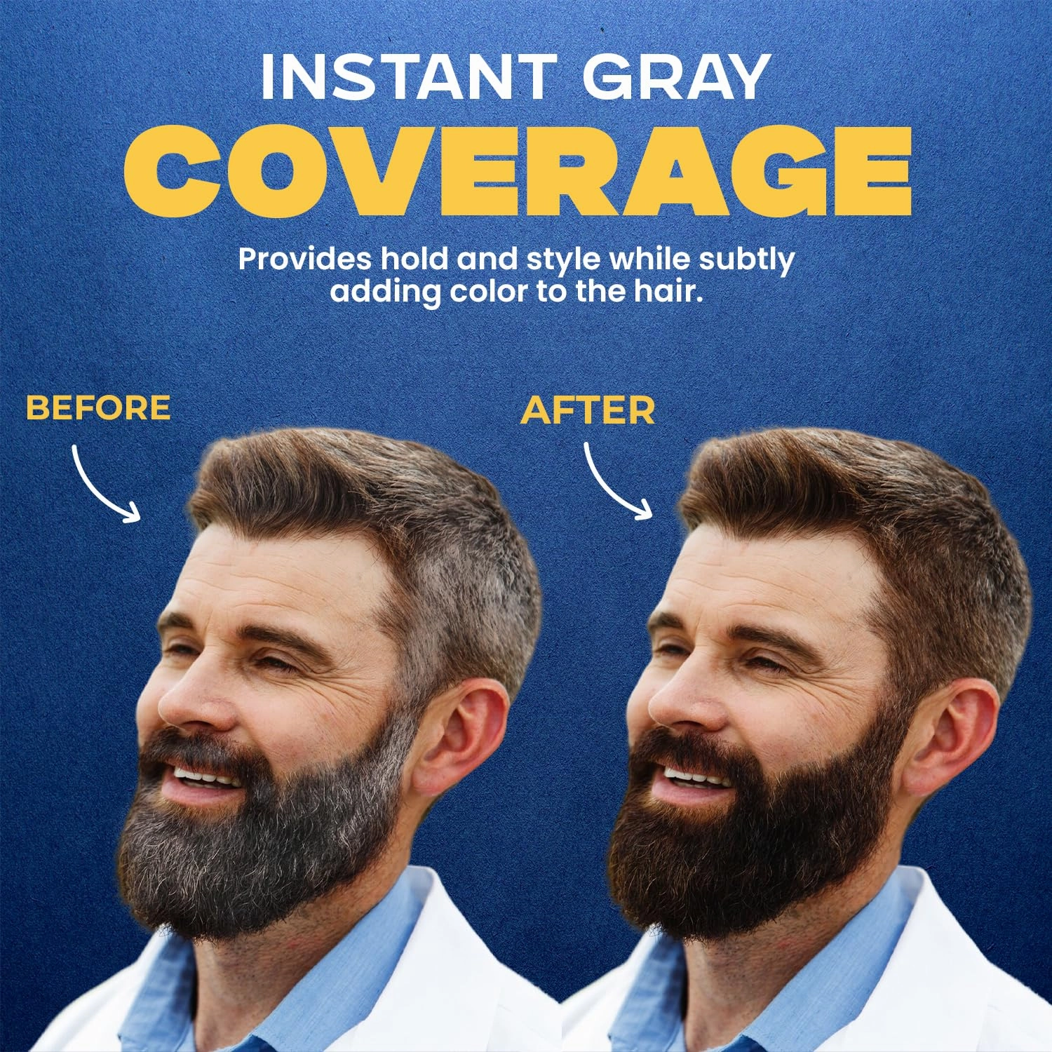 MENFIRST - Hair and Beard Pomade for Men - Instant Gray Coverage for Medium Brown to Black Styling Paste - Darkens White Hair Like a Wax - 1 Pack