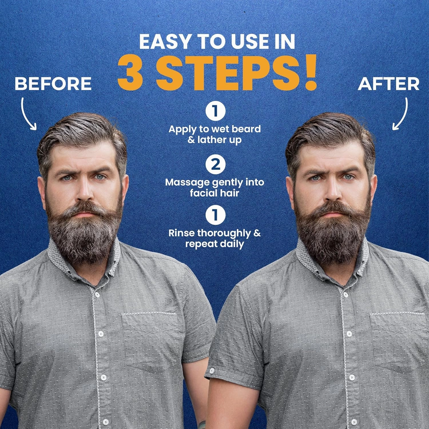 MENFIRST Gradual Grey Reducing Beard Wash for Light Shades - Beard Wash for Light Brown to Blonde Hair - Beard Color Shampoo for Men - 4.60 FL
