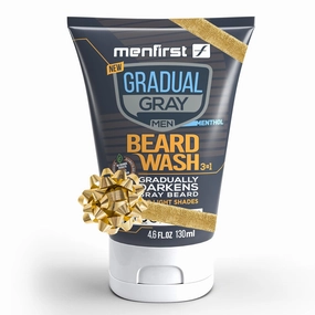 MENFIRST Gradual Grey Reducing Beard Wash for Light Shades - Beard Wash for Light Brown to Blonde Hair - Beard Color Shampoo for Men - 4.60 FL
