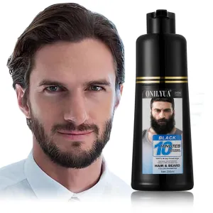 Men’s Beard Dye Black in 10 Mins, Instant Beard Color for Men Gray Mustache & Beard Coverage, 3 in 1 Long Lasting Beard Dye Shampoo, Gifts for Men Dad, Quick & Easy to Use