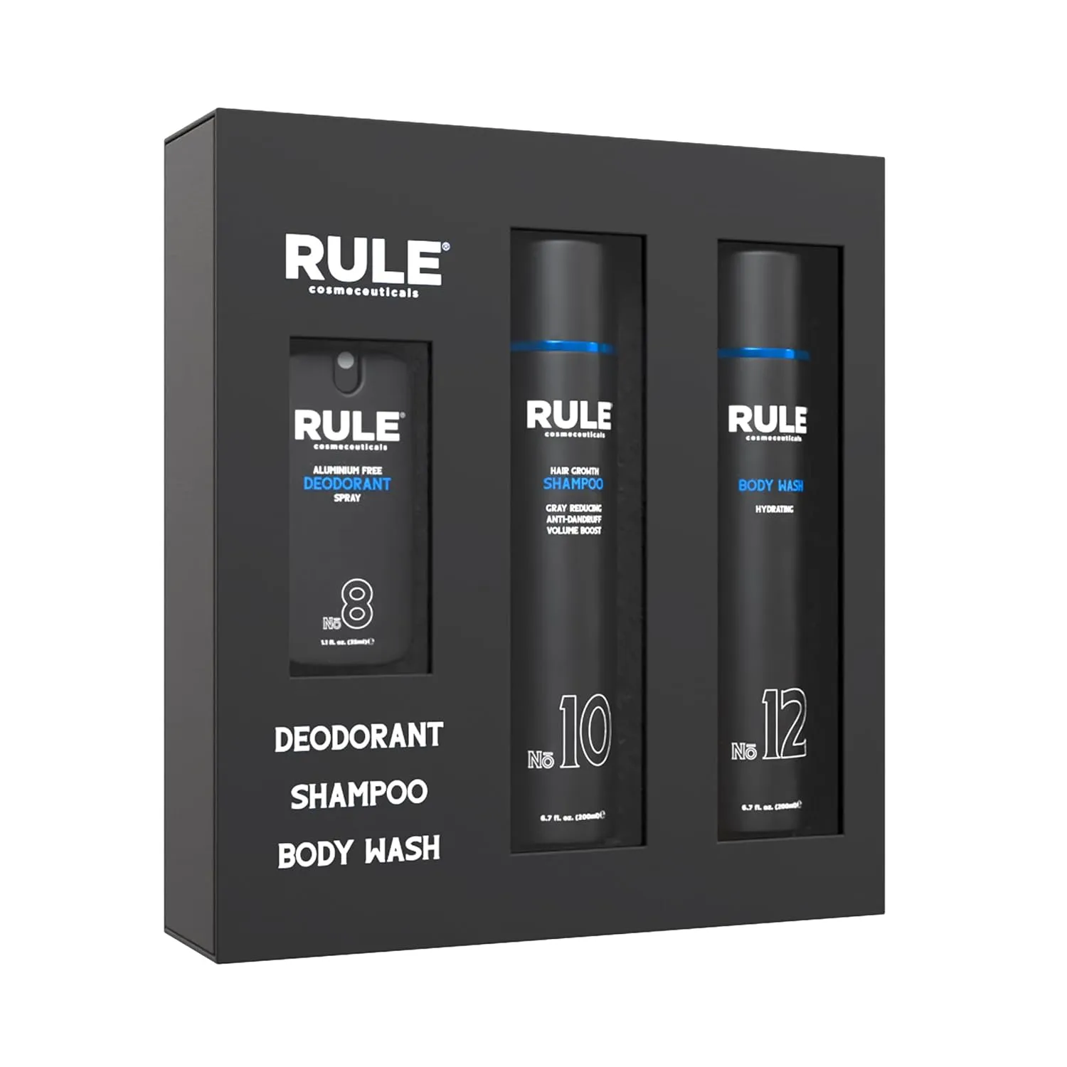 Men's Essential Body Kit, No.12 Body Wash, No.10 Grey Hair Shampoo, & No.8 Deodorant Spray, Hair Care & Skin Care Set