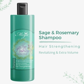 Merja Sage & Rosemary Hair Strengthening Shampoo, Essential Oils with Aloe Vera, 16.9 Fl Oz and Keratin Hair Mask with Aloe Vera, Honey, and Ginger, 8.41 Fl Oz