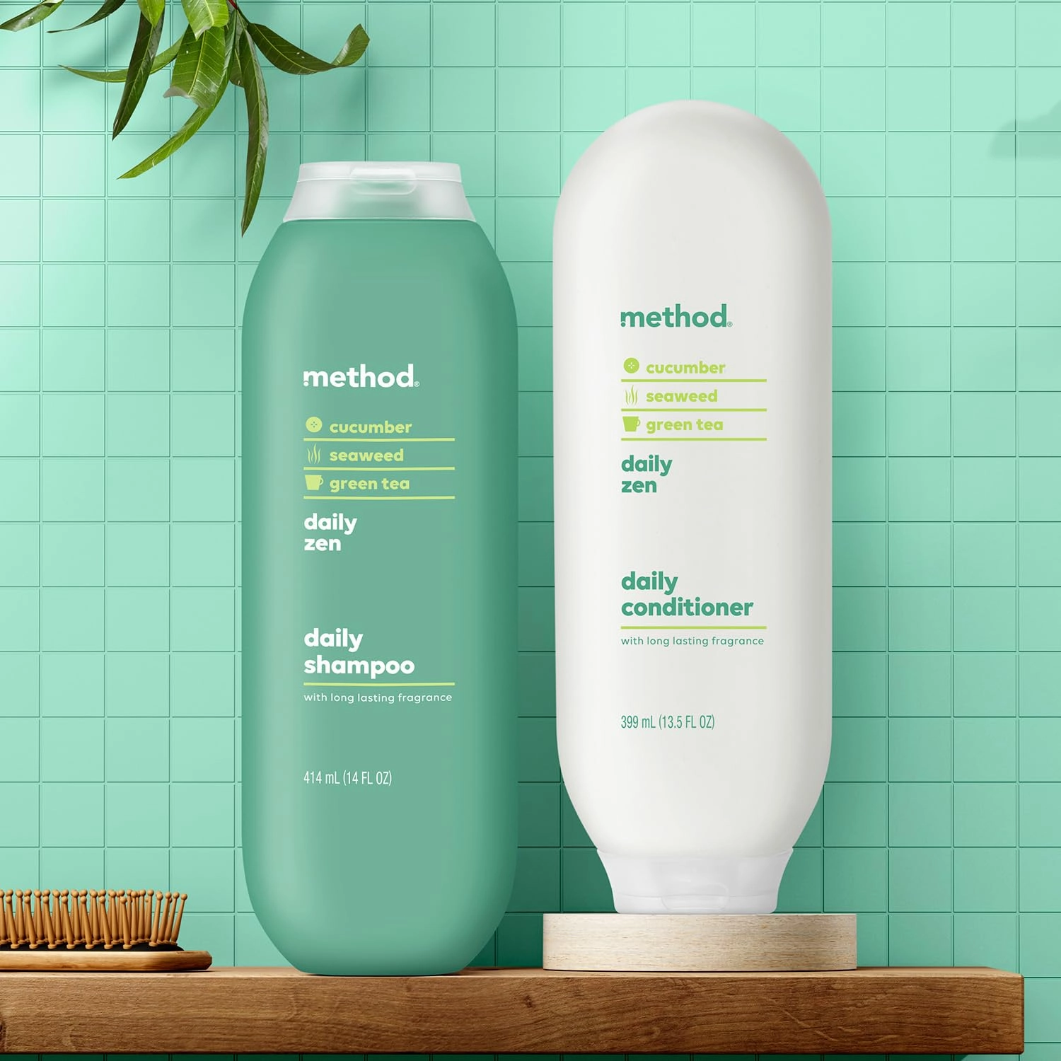 Method Everyday Shampoo, Daily Zen with Cucumber, Green Tea, and Seaweed Scent Notes, Paraben and Sulfate Free, 14 oz (Pack of 2)