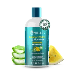 Mielle Kalahari Melon & Aloe Vera Deep Hydration Shampoo - Sulfate Free Cleanser for Dry, Curly and Textured Hair - Removes Buildup & Delivers Up to 5 Days of Moisture (12 fl oz)