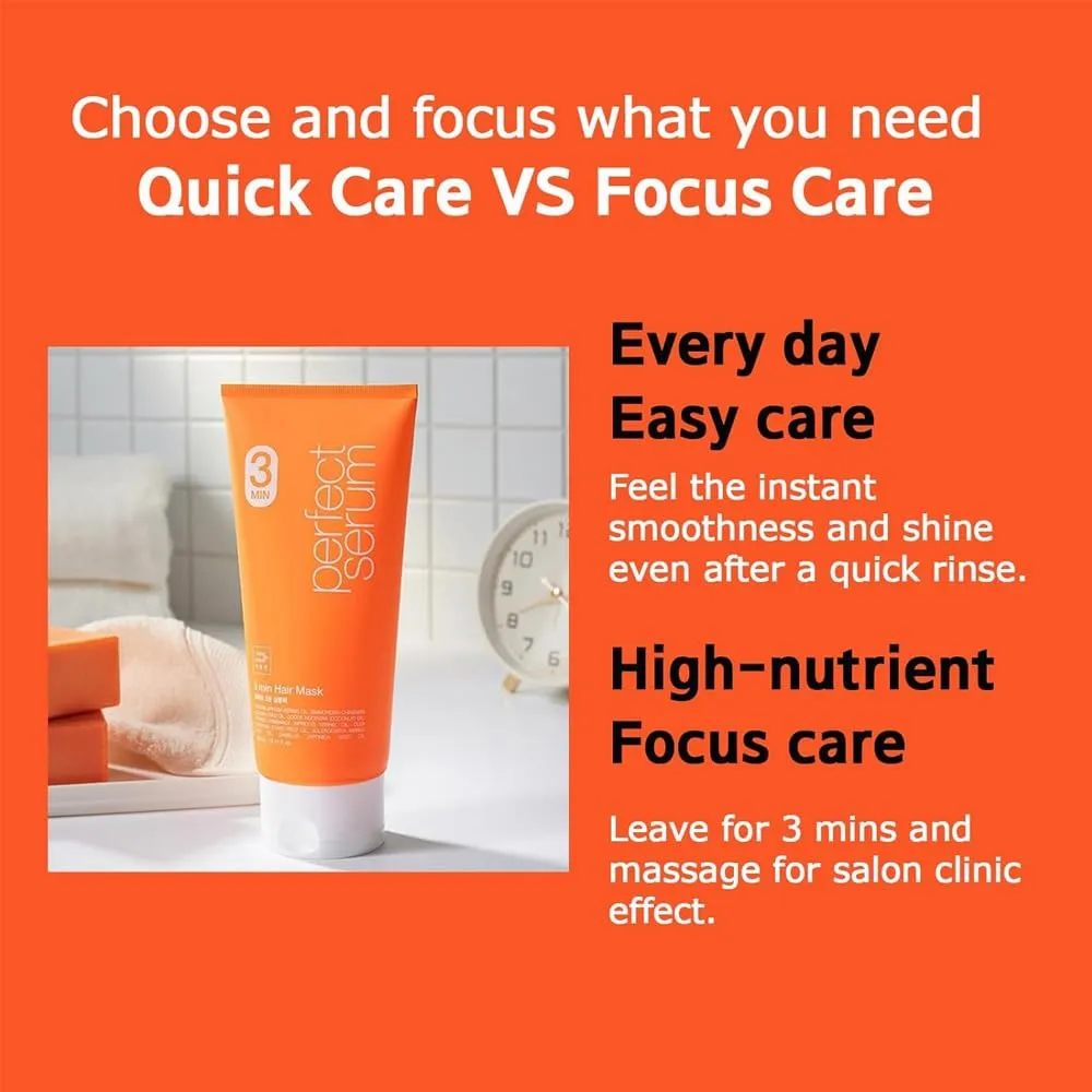Mise En Scene 3 Min 𝗞𝗼𝗿𝗲𝗮𝗻 𝗛𝗮𝗶𝗿 𝗠𝗮𝘀𝗸 - Perfect Serum Super Rich 3 Min Salon Pack - Strengthening and Hydrating, Korean HairCare, Hair Balm Texture 10.14 Fl Oz.