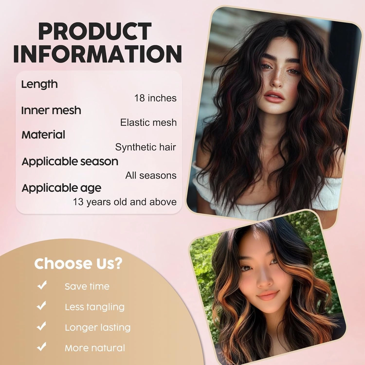 MISSQUEEN Black Highlight Wig 18 Inch Short Wavy Wigs for Women Middle Part Synthetic Curly Heat Resistant Fiber Wigs for Everyday Hairstyle Cosplay Party Halloween Use